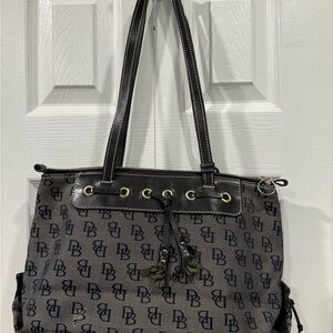 Dooney & Bourke Black and Gray Logo Tote